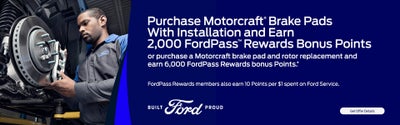 Earn 2,000 FordPass Rewards Points with Motorcraft Brake Pads Purchase