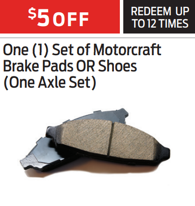 One (1) Set of Motorcraft Brake Pads OR Shoes (One Axle Set)