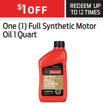 One (1) Full Synthetic Motor Oil 1 Quart